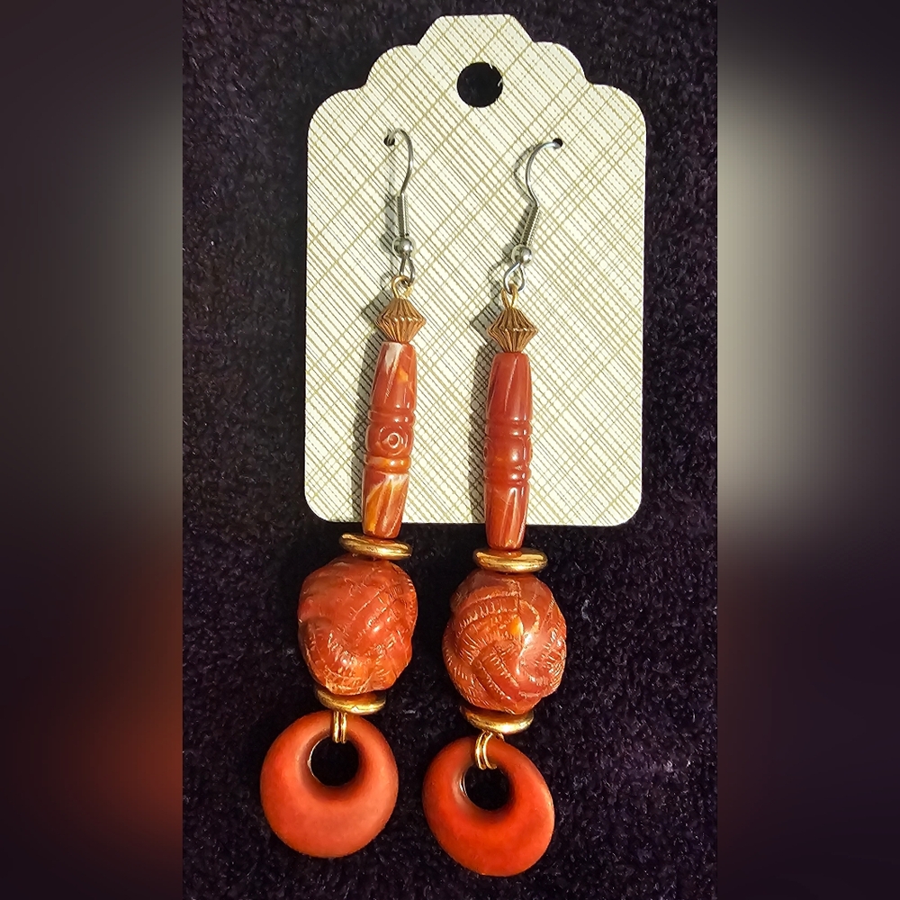 Elegant Red Beaded Earrings